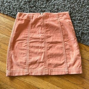 Free People Modern Femme Cord Mini Skirt Peach Pink Corduroy Size 0